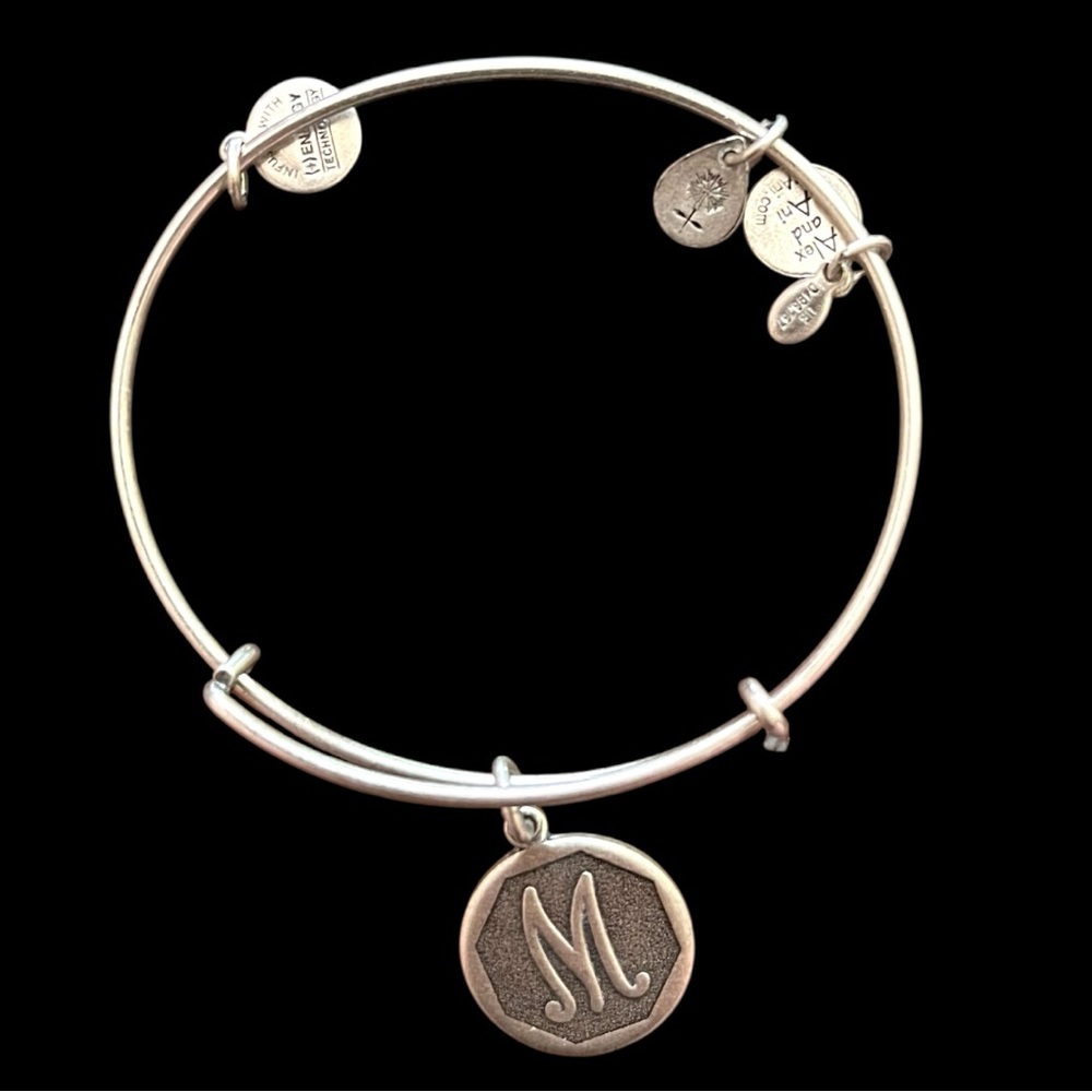 Alex and Ani Women’s Silver “M” Initial Monogram Adjustable Charm Bracelet